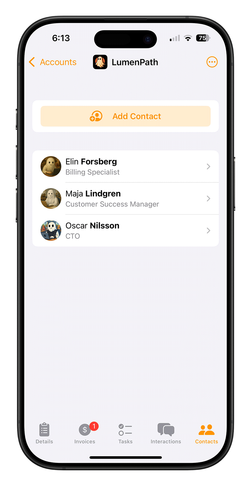 Manage contacts
