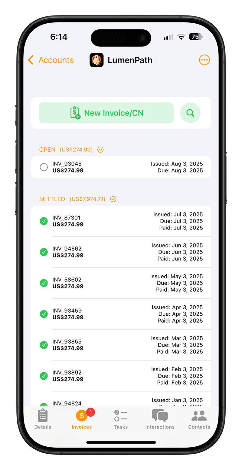 Create and See Invoices