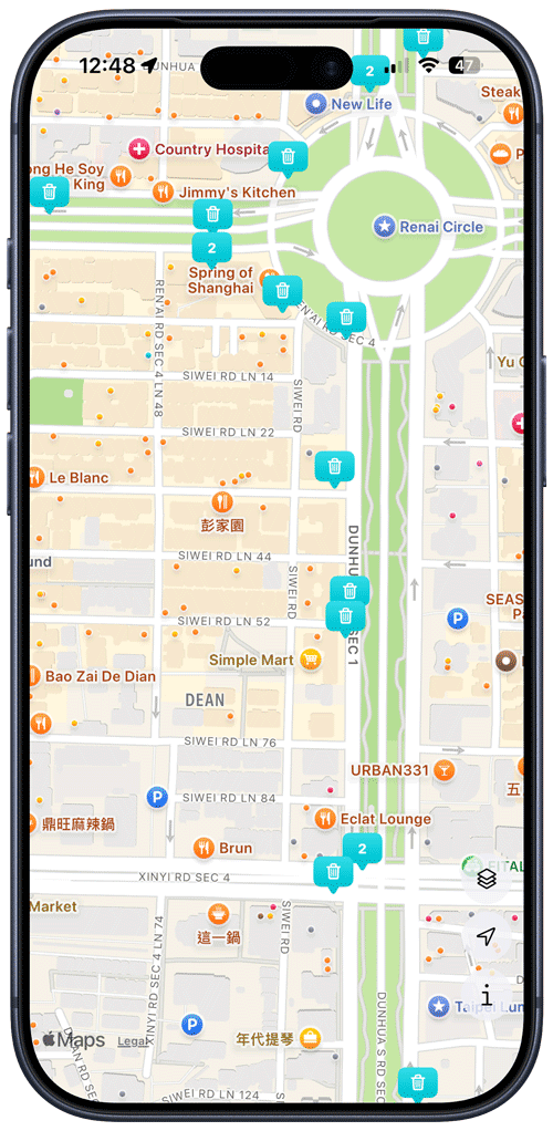 TaiFind - Trash Can Locations